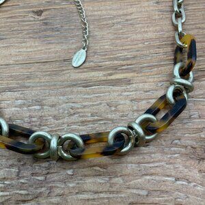 Ann Taylor Factory Open Link Acrylic Tortoise Shell Gold Tone Necklace